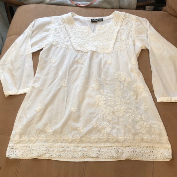 S.R. Fashion Tops - Beautiful BoHo white blouse top